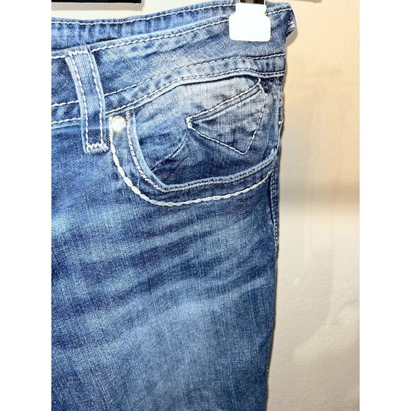 Vigoss The Chelsea Capri Jean Women Size 13/1 4 36X21  9 “ Rise Embroidered - Picture 4 of 10